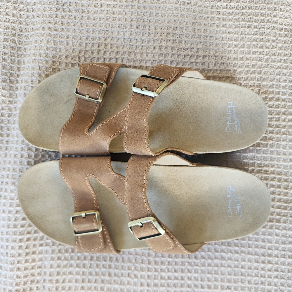 Dansko Tan Sandals with Adjustable Straps and Contoured Footbed
